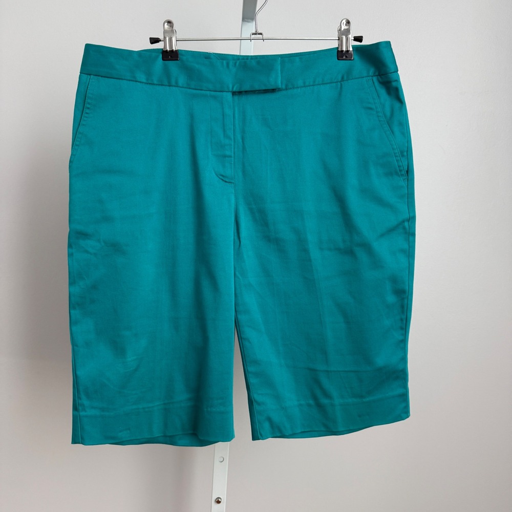 Vince Size 10 Teal Bermuda Shorts Cotton‎ Blend Career Casual Women
